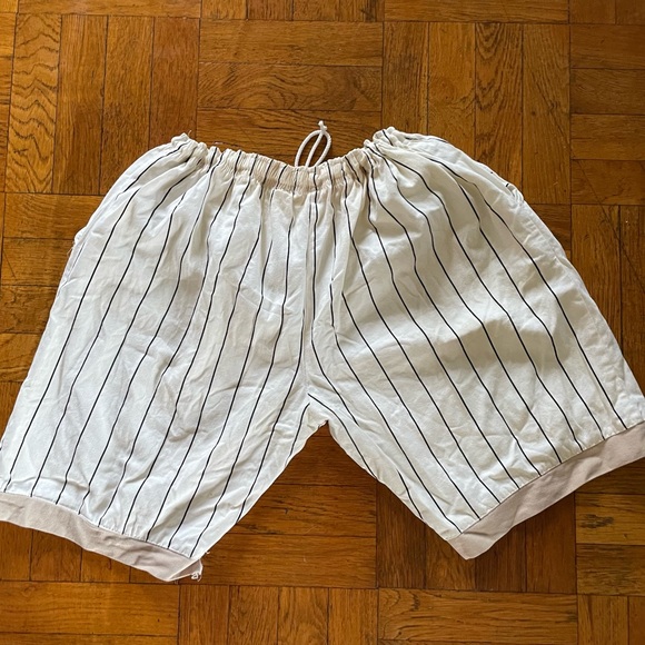 Vtg RAIDERS LA era shorts cotton L-XL pinstripes - Picture 3 of 4